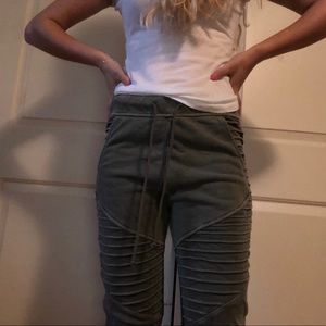 divided army green ribbed joggers